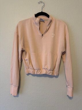 Gymshark Blush Pink Pippa Cropped Quarter‑Zip Pullover